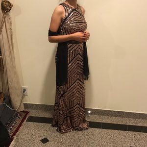 Sequence rose gold and black long dress